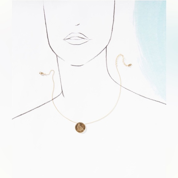 🍀Anthropologie - Gold Pisces Zodiac Coin Pendant Necklace - Picture 3 of 7